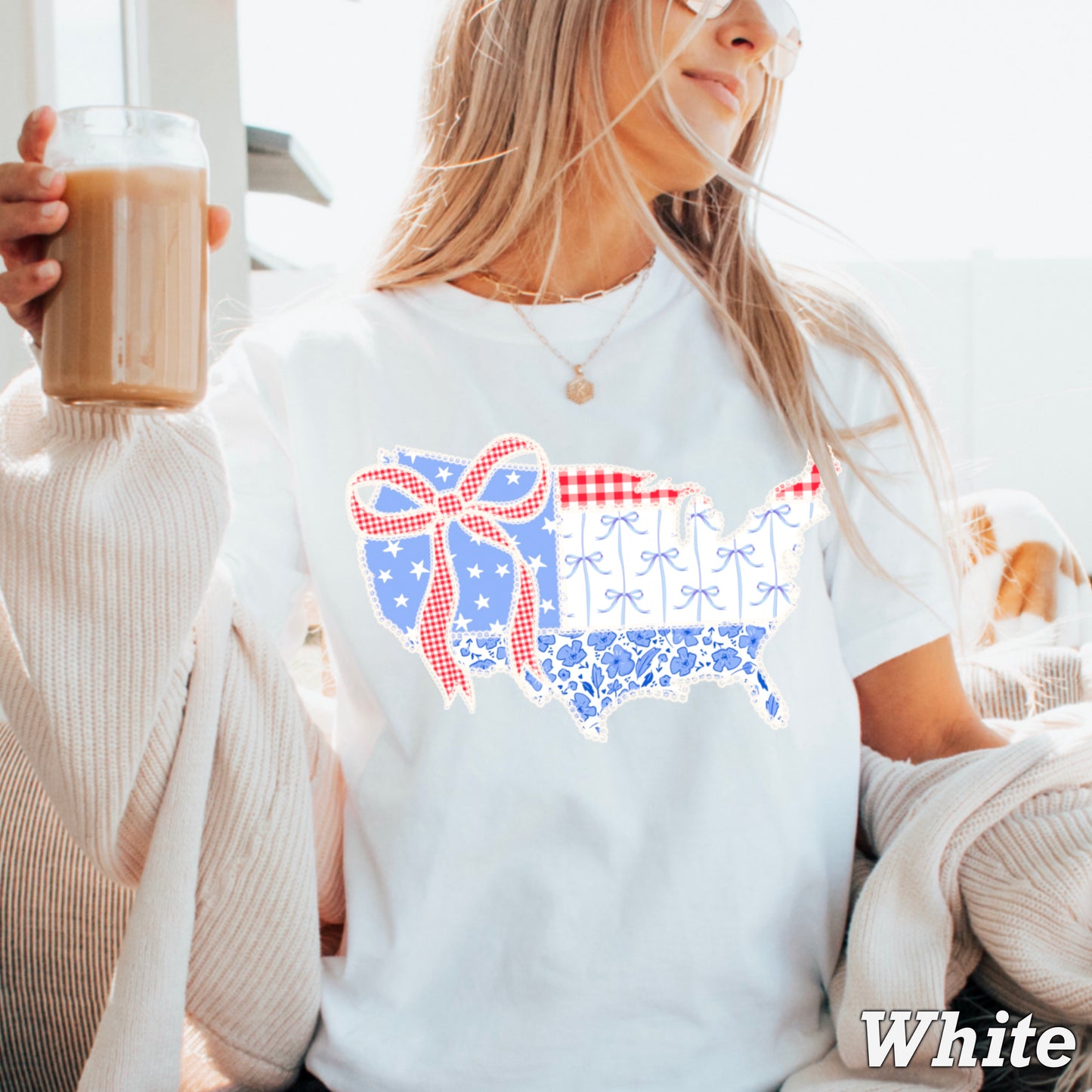 United States Lace Detail Comfort Color Graphic Tee