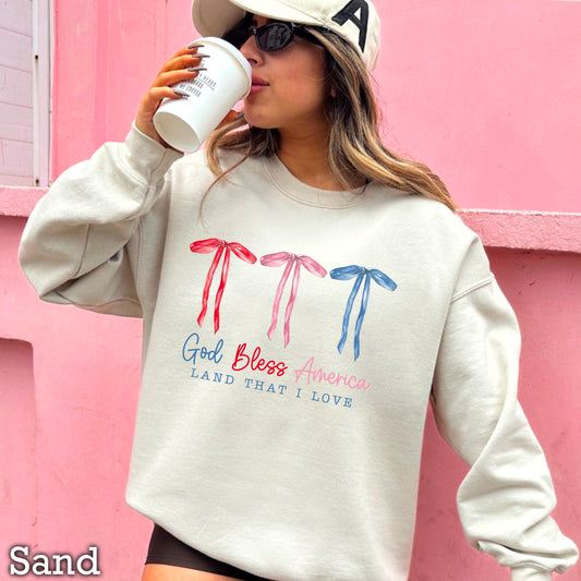 God Bless America Bows Crewneck Sweatshirt