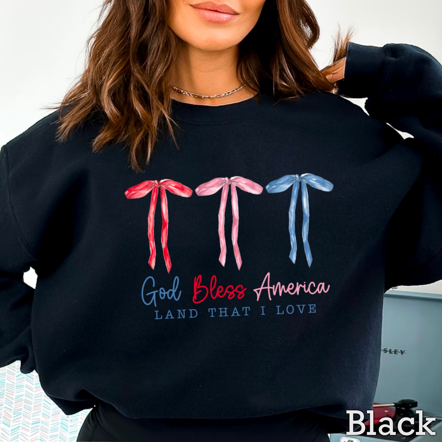 God Bless America Bows Crewneck Sweatshirt