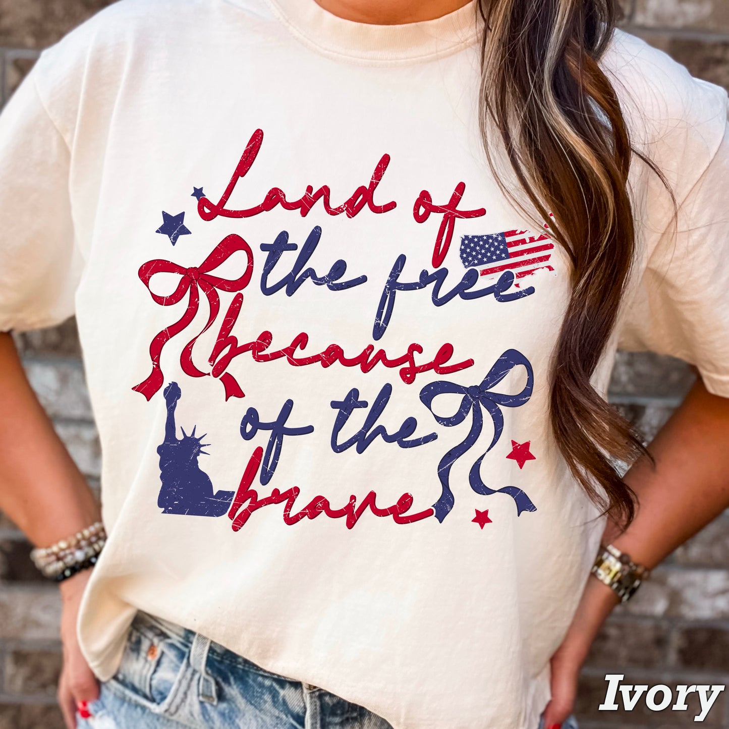 Land Of The Free Because Of The Brave Comfort Color Graphic Tee