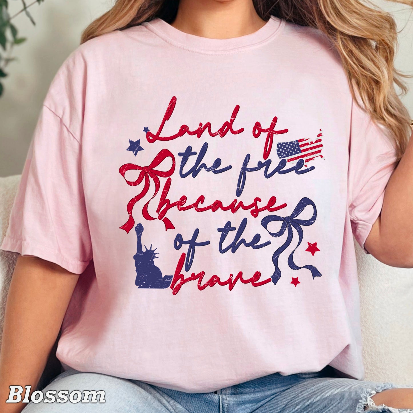Land Of The Free Because Of The Brave Comfort Color Graphic Tee