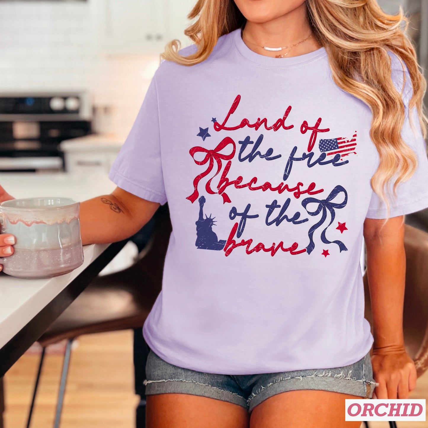Land Of The Free Because Of The Brave Comfort Color Graphic Tee
