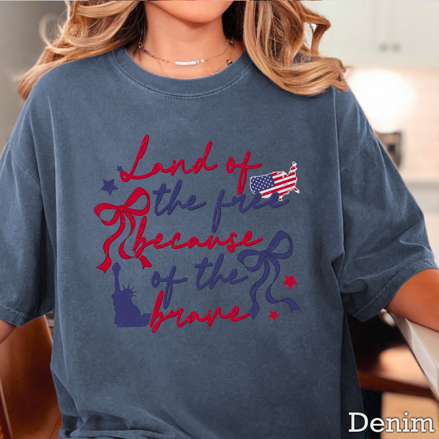 Land Of The Free Because Of The Brave Comfort Color Graphic Tee