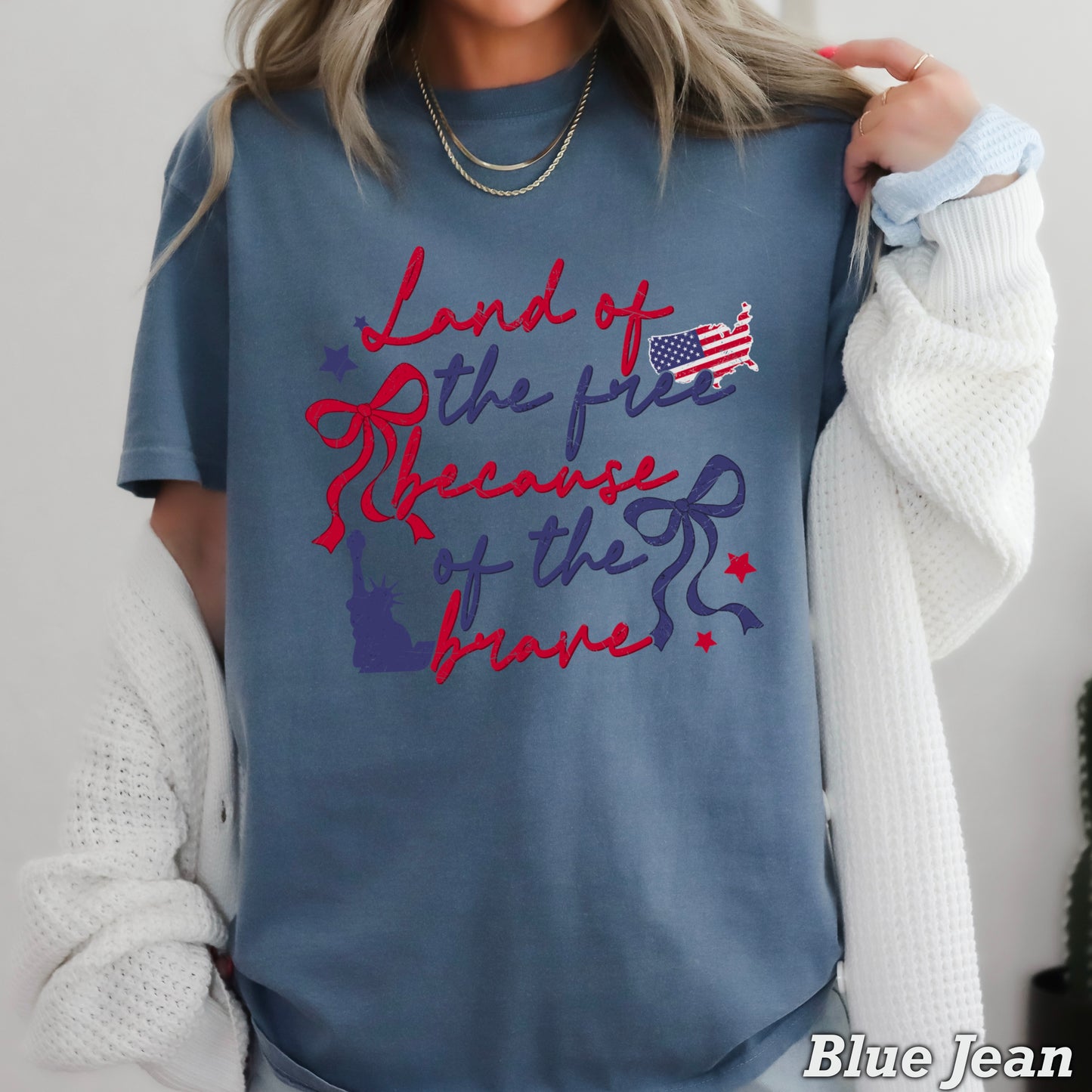Land Of The Free Because Of The Brave Comfort Color Graphic Tee