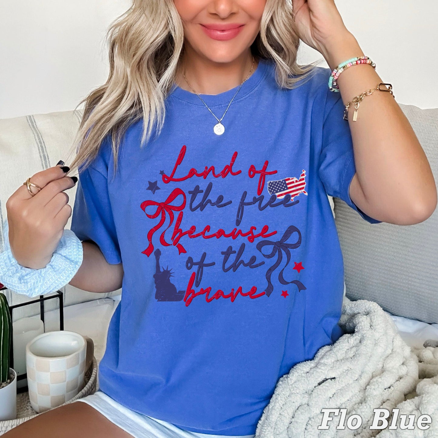 Land Of The Free Because Of The Brave Comfort Color Graphic Tee