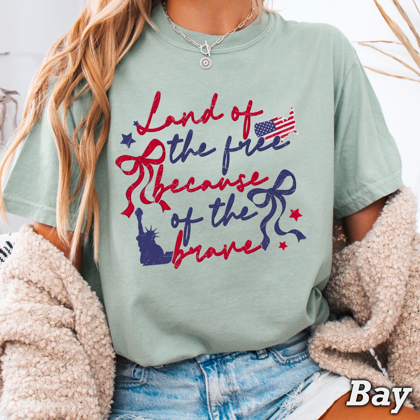 Land Of The Free Because Of The Brave Comfort Color Graphic Tee