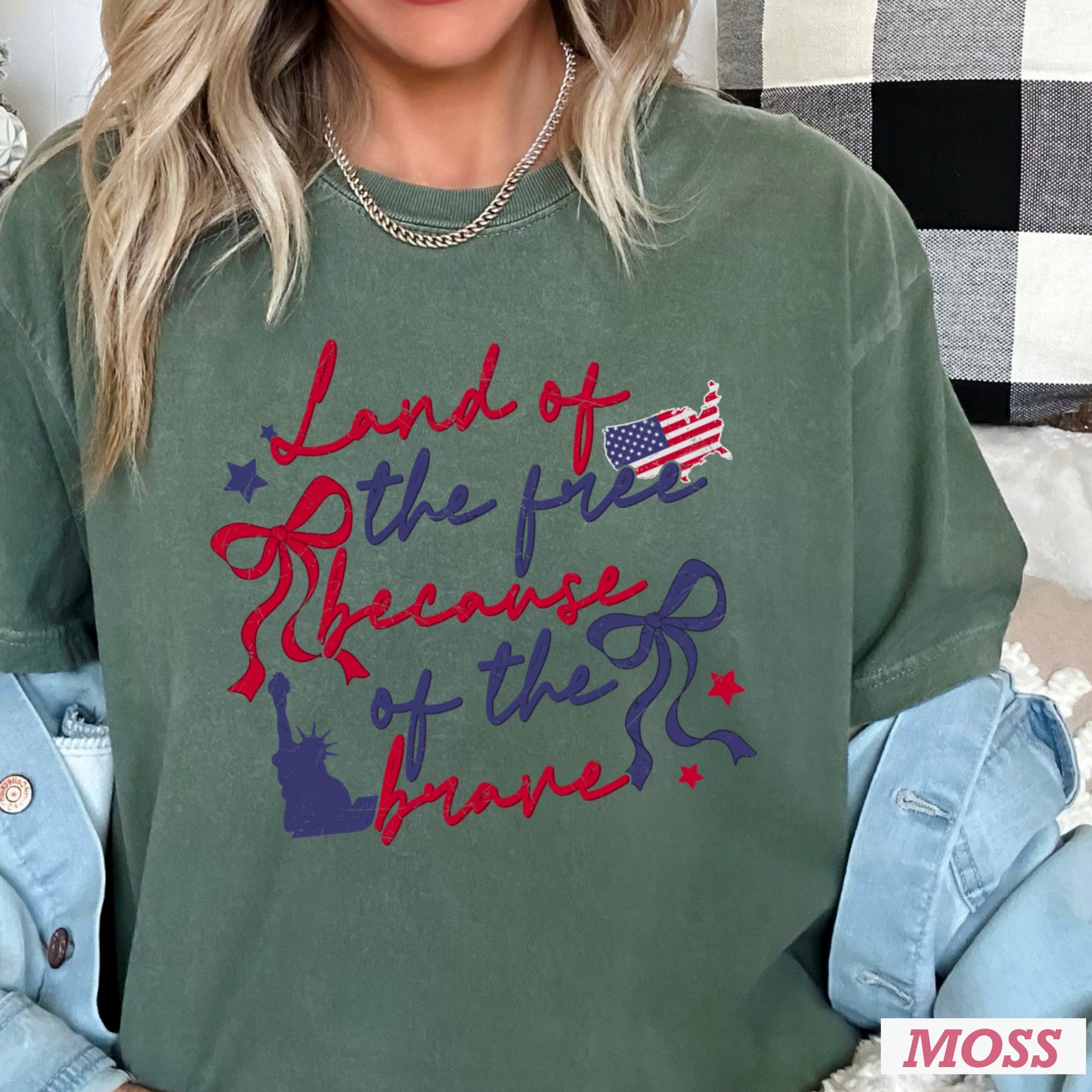 Land Of The Free Because Of The Brave Comfort Color Graphic Tee