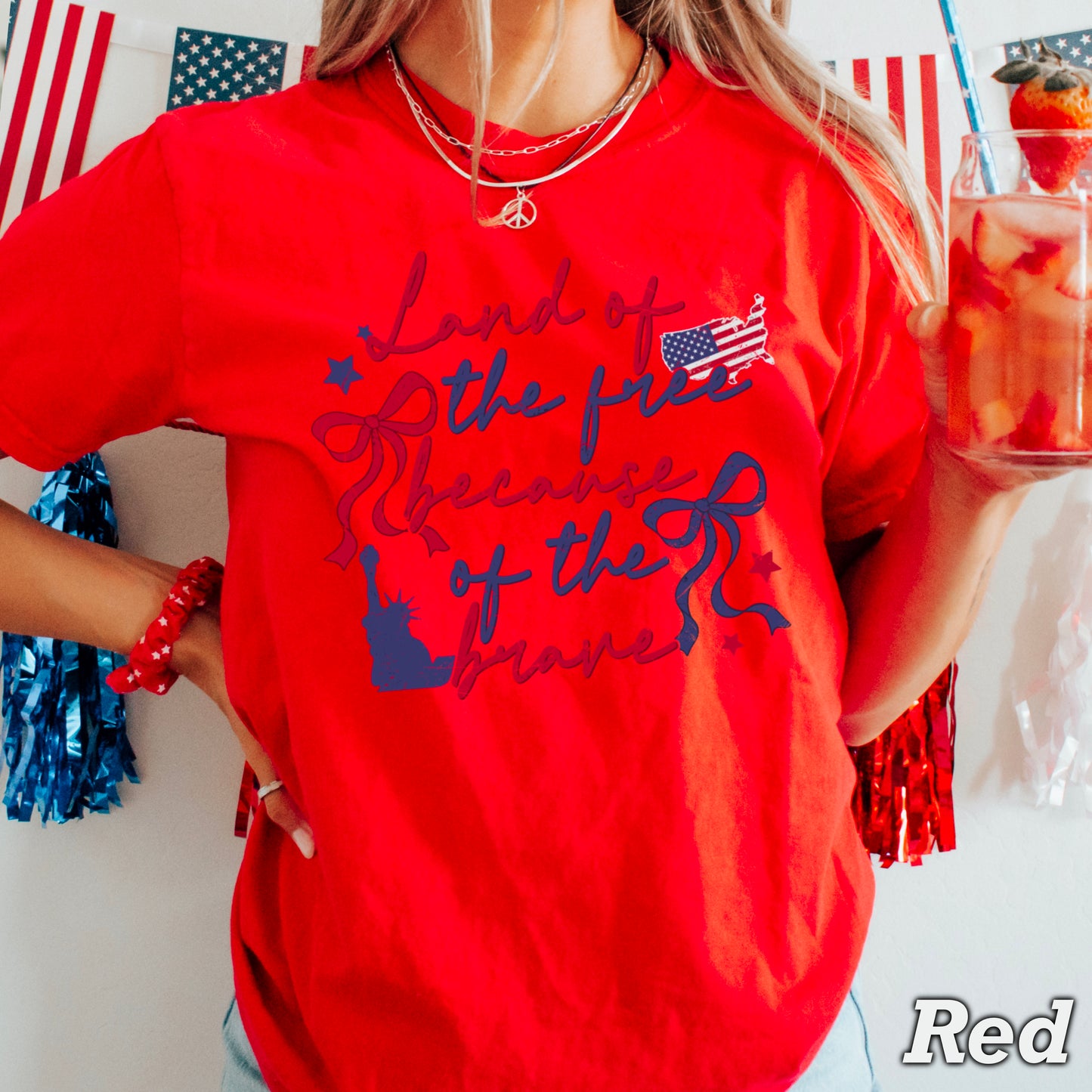 Land Of The Free Because Of The Brave Comfort Color Graphic Tee