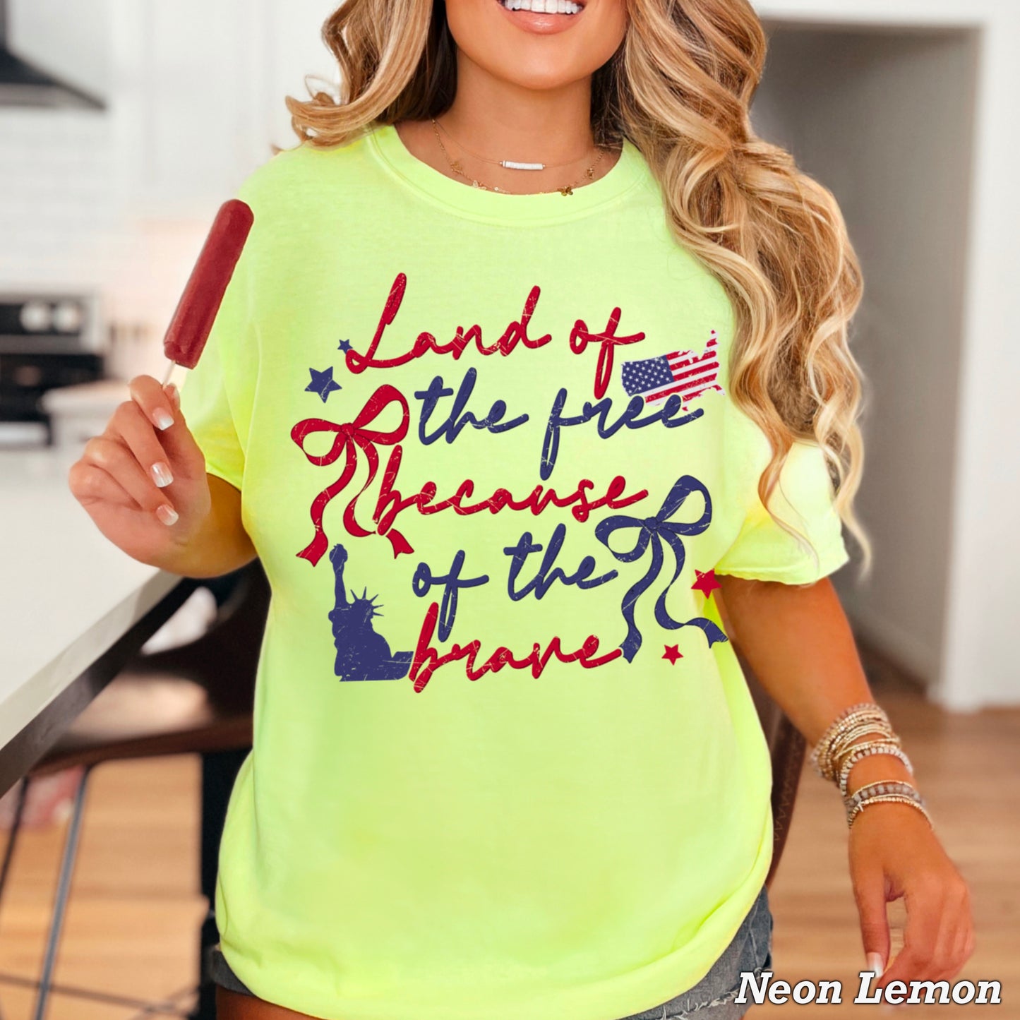 Land Of The Free Because Of The Brave Comfort Color Graphic Tee