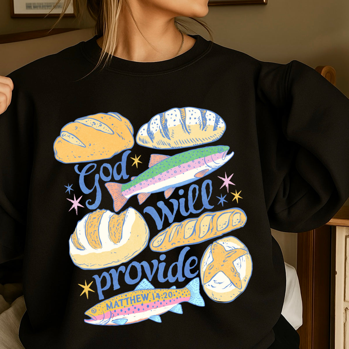 God Will Provide Christian Crewneck Sweatshirt