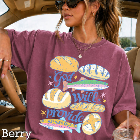 God Will Provide Comfort Color Graphic Tee