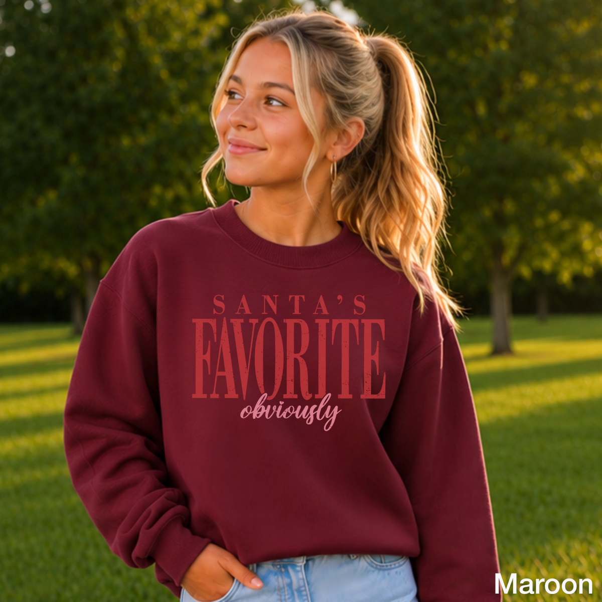 Santas Favorite Youth Crewneck Sweatshirt