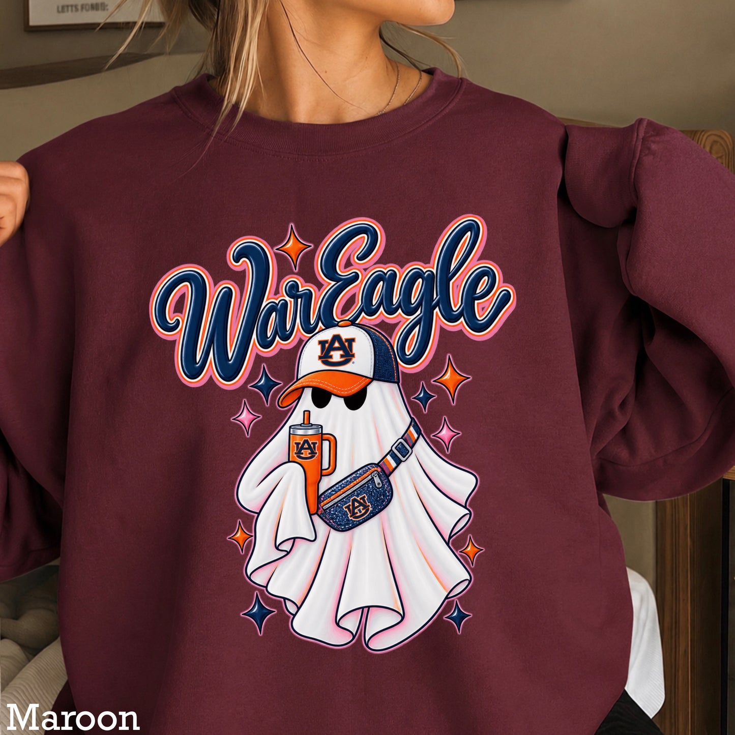 Auburn Halloween Ghost Crewneck Sweatshirt