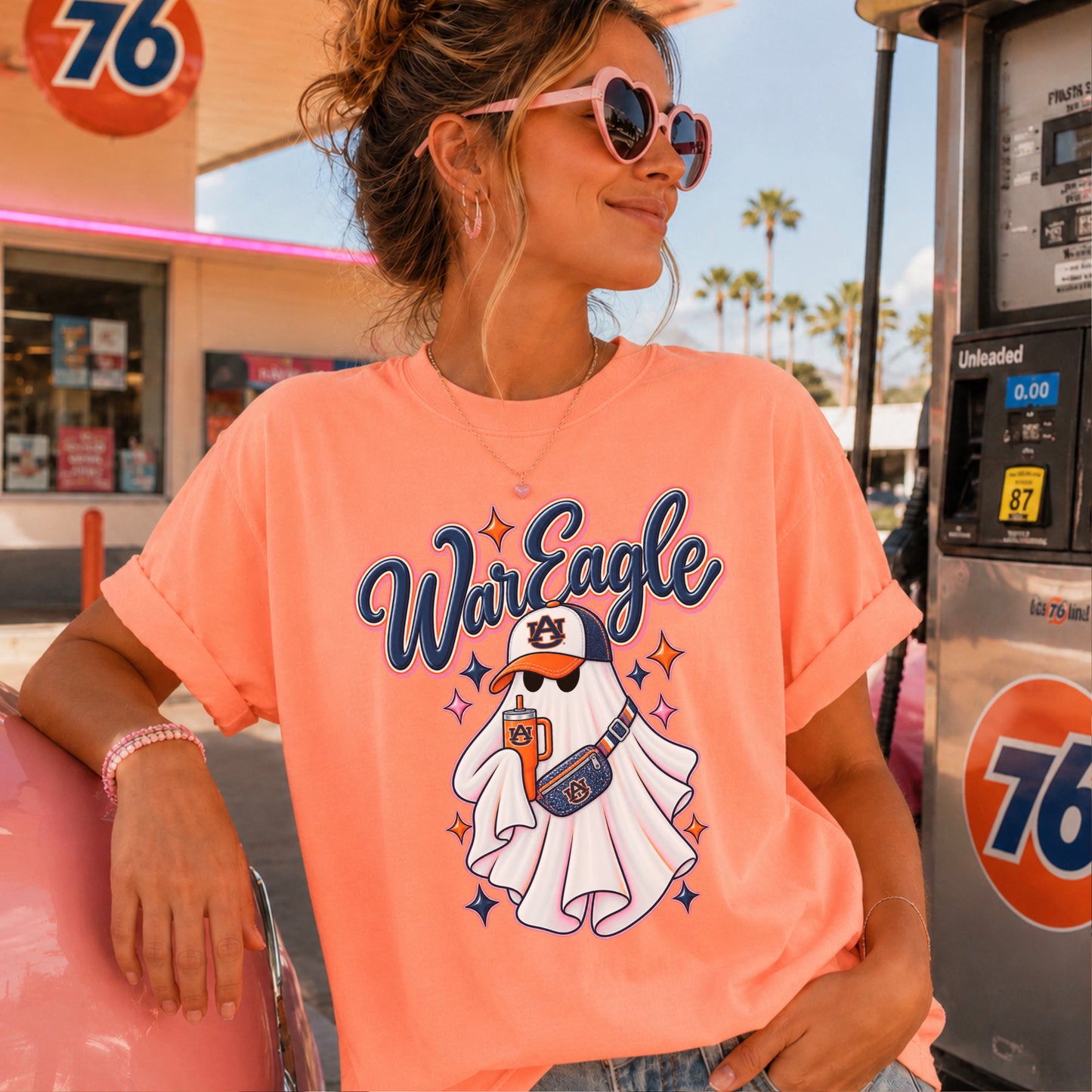 Auburn Halloween Ghost Comfort Color Graphic Tee