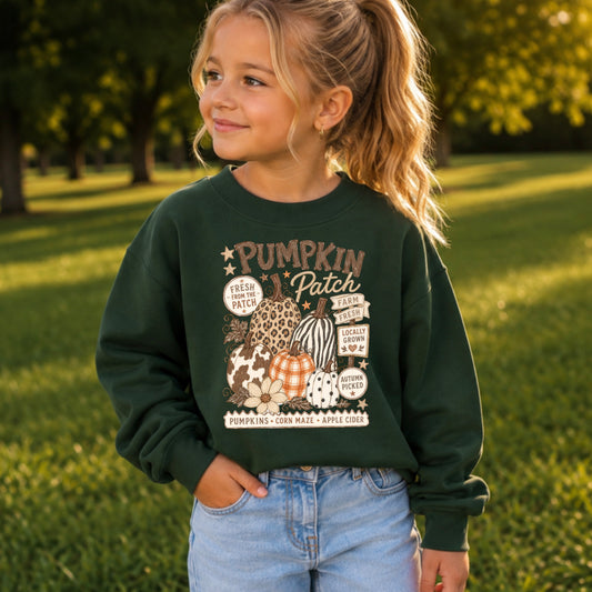 Fall Pumpkin Patch Youth Crewneck Sweatshirt