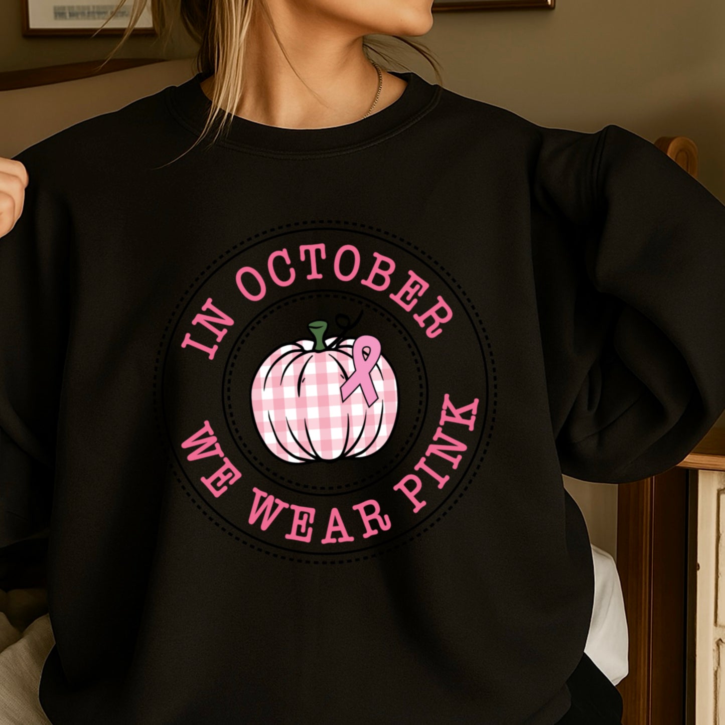 In October We Wear Pink Crewneck Sweatshirt
