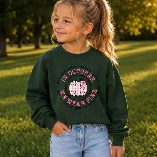 In October We Wear Pink Youth Crewneck Sweatshirt