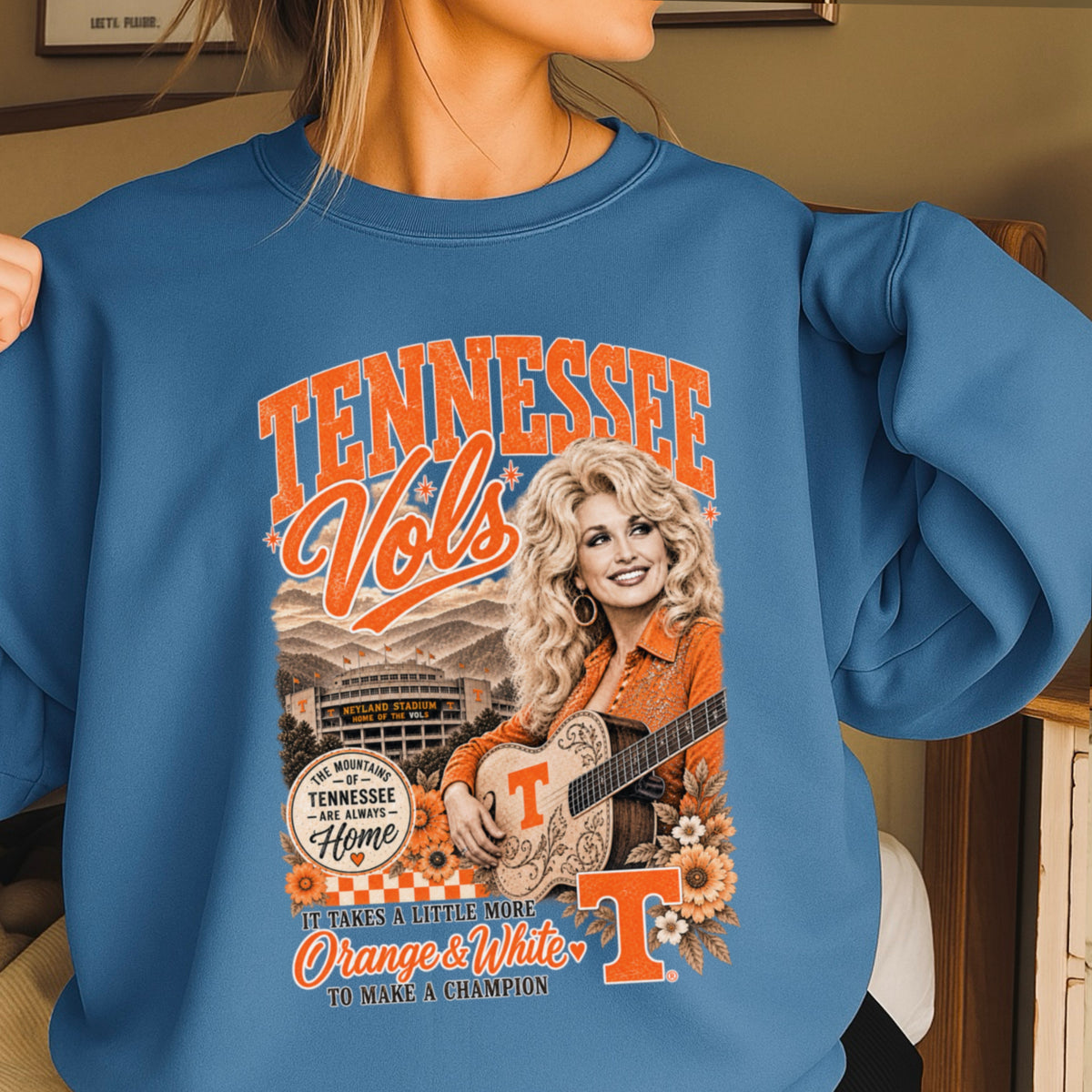 Orange & White Dolly Crewneck Sweatshirt