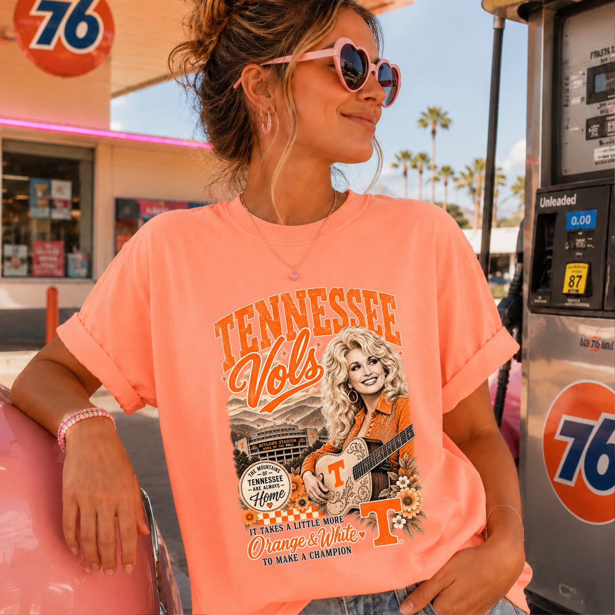 Orange & White Dolly Comfort Color Graphic Tee