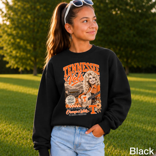 Orange & White Dolly Youth Crewneck Sweatshirt