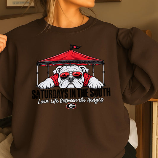 Saturdays In The South Red & Black Crewneck Sweatshirt