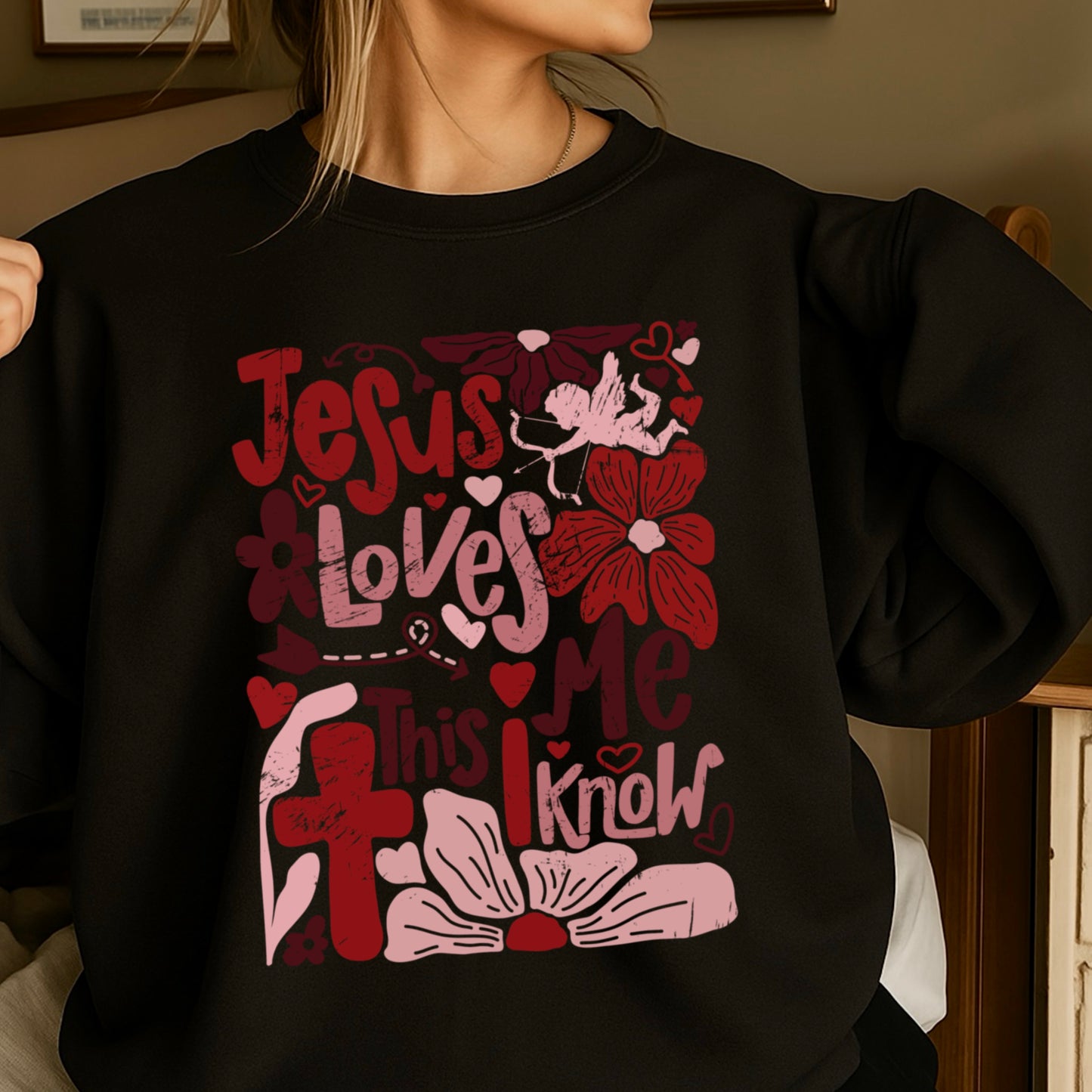 Jesus Loves Me Valentine’s Day Crewneck Sweatshirt