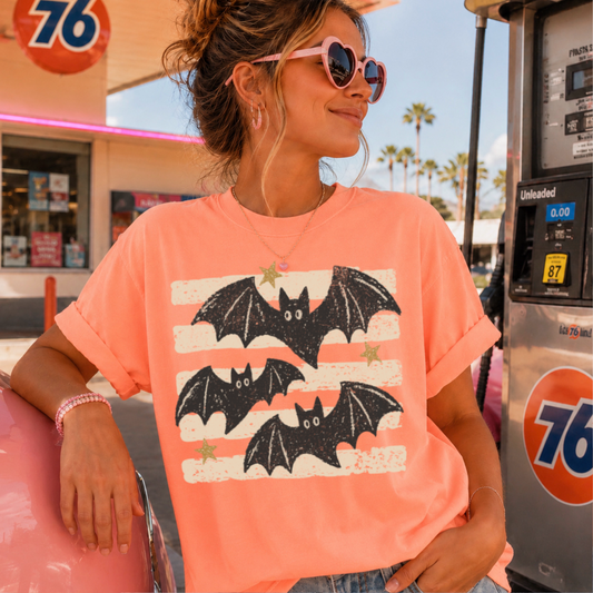 Halloween Bats Comfort Color Graphic Tee