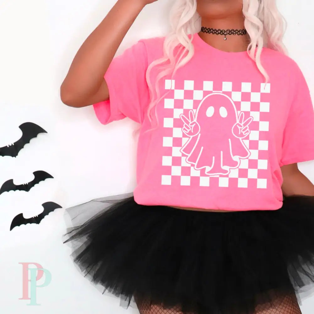 Checkered Ghost Screen Print Transfer