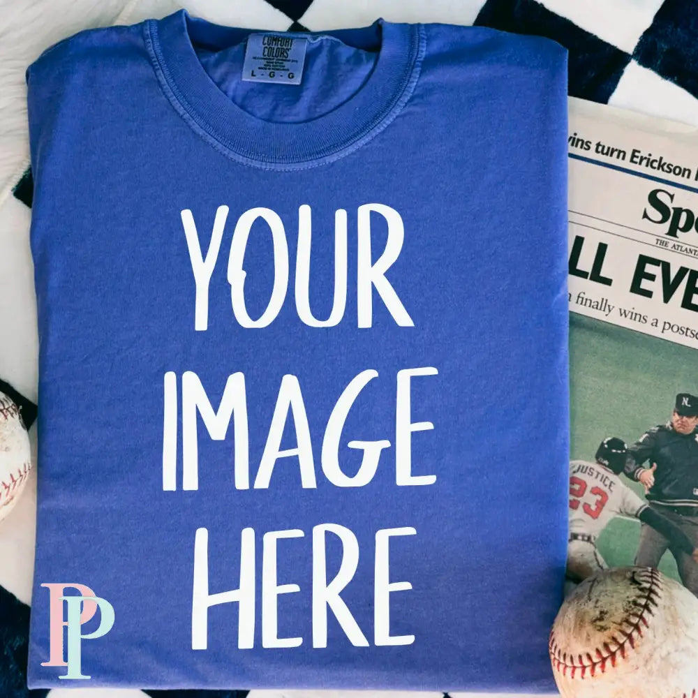 Comfort Color Flo Blue Mockup Baseball Digital Design Download