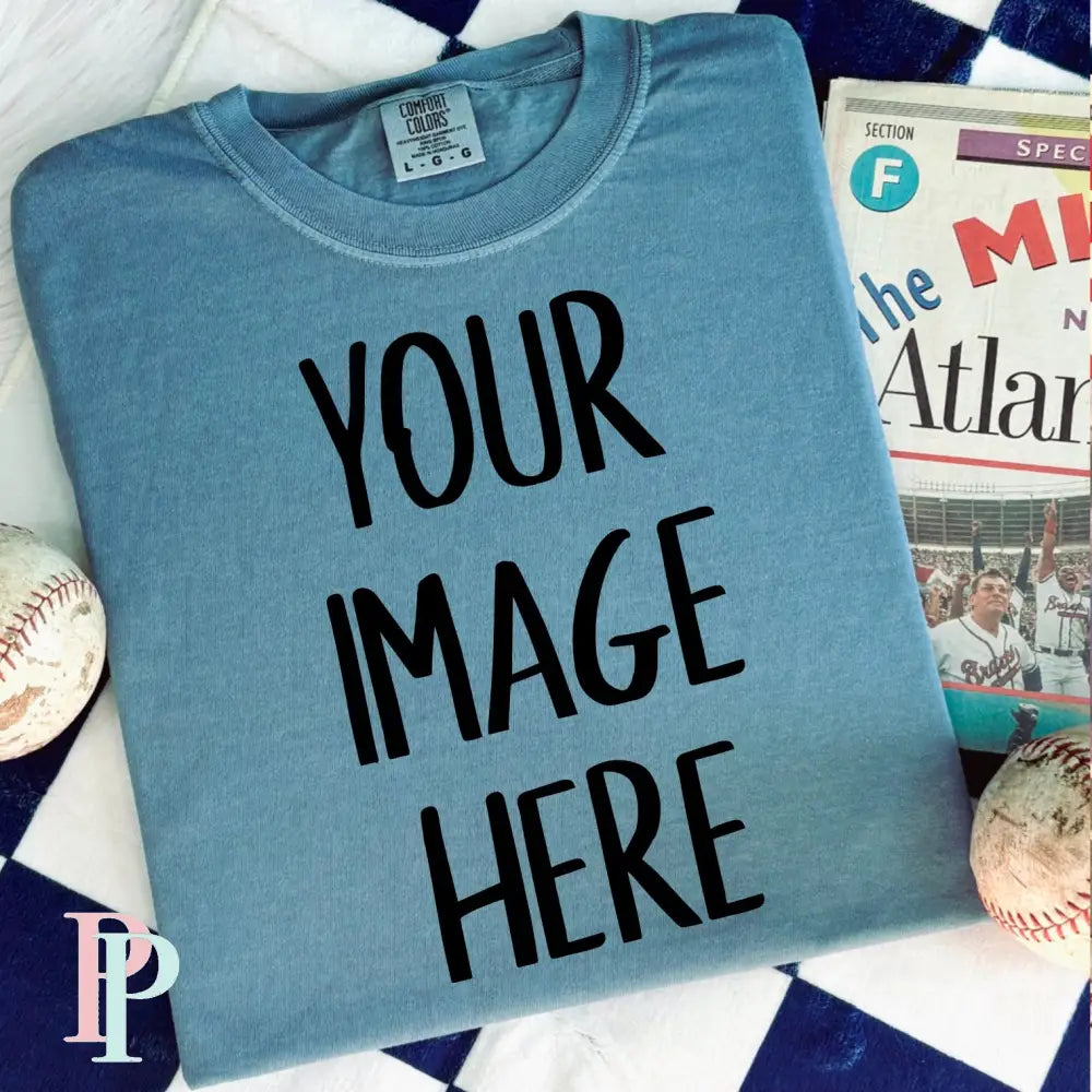 Comfort Color Ice Blue Mockup Baseball Digital Design Download