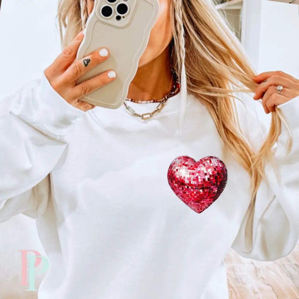 Disco Valentine Heart Pocket DTF Transfer