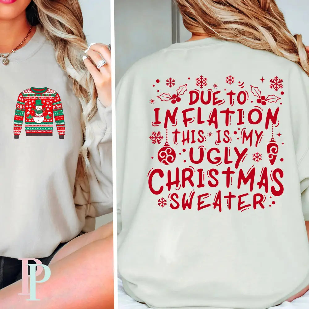 Due To The Inflation This Is My Ugly Christmas Sweater Screen Print Transfer