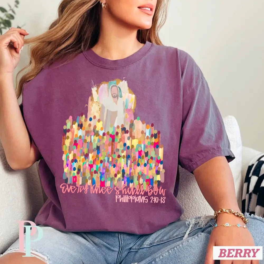 Every Knee Shall Bow Comfort Color Graphic Tee SMALL / BERRY