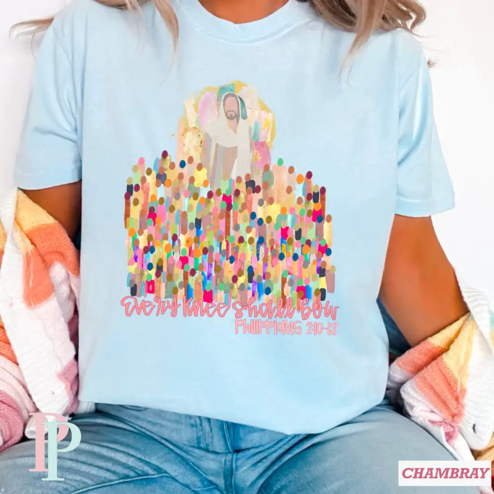 Every Knee Shall Bow Comfort Color Graphic Tee SMALL / CHAMBRAY