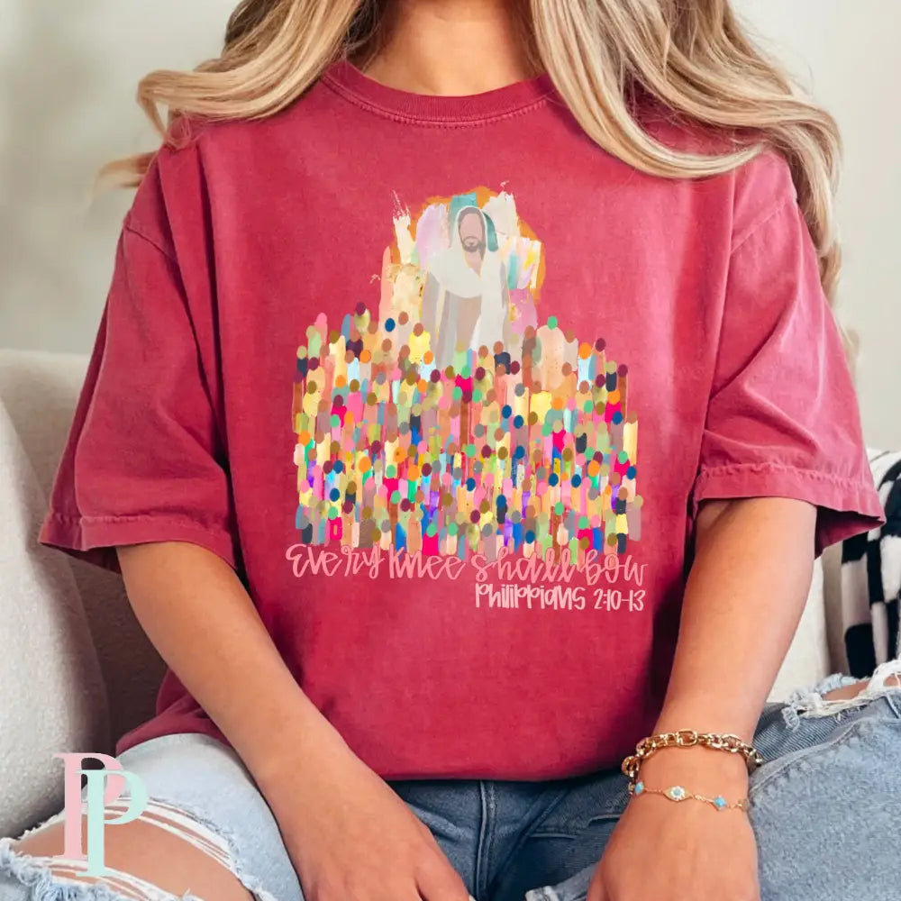 Every Knee Shall Bow Comfort Color Graphic Tee SMALL / CRIMSON
