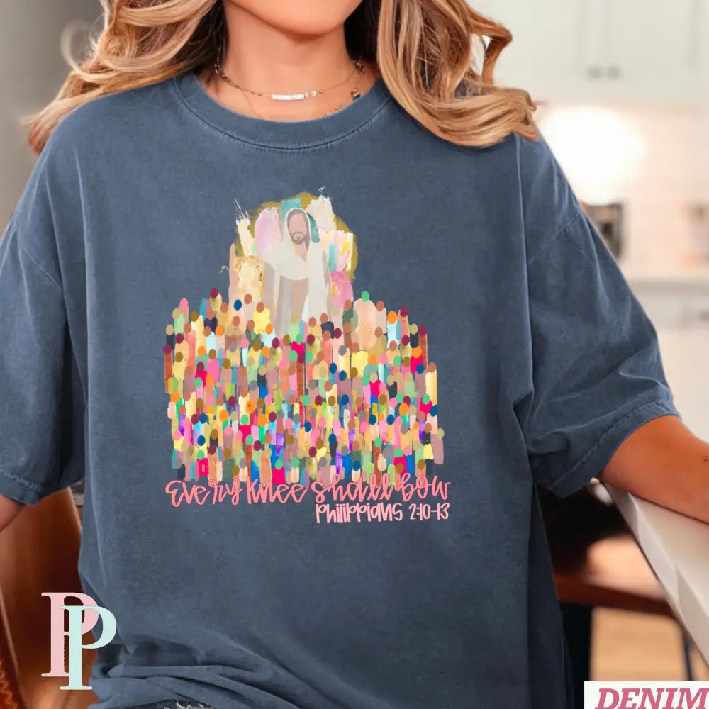 Every Knee Shall Bow Comfort Color Graphic Tee SMALL / DENIM
