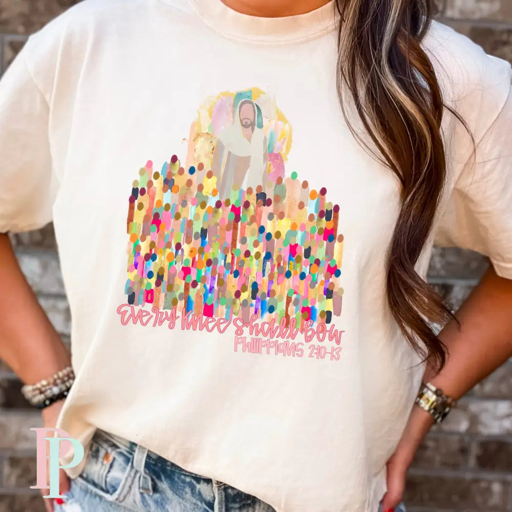 Every Knee Shall Bow Comfort Color Graphic Tee SMALL / IVORY