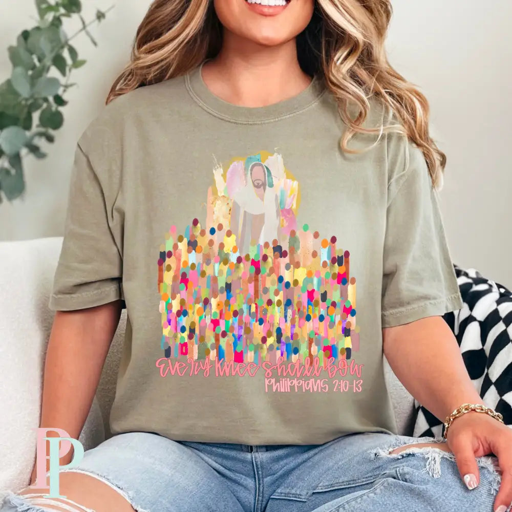 Every Knee Shall Bow Comfort Color Graphic Tee SMALL / KHAKI