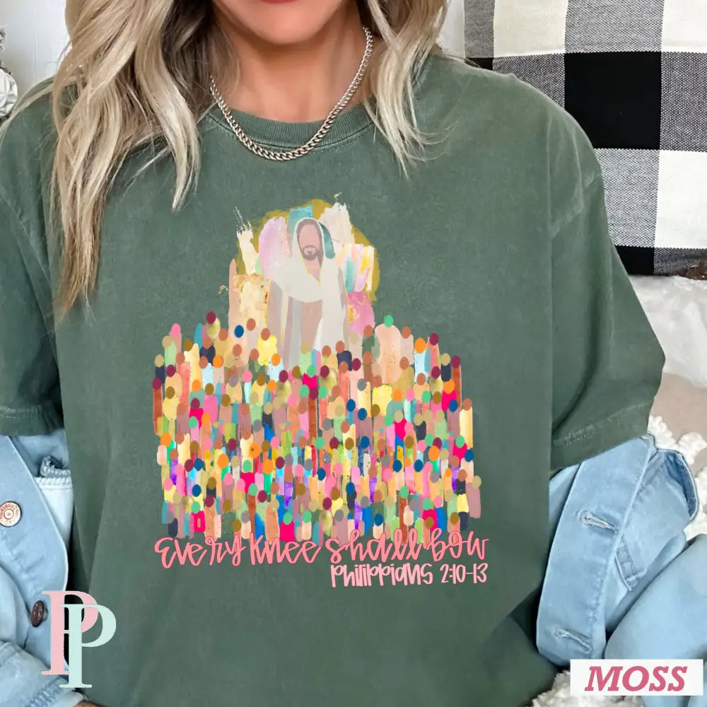 Every Knee Shall Bow Comfort Color Graphic Tee SMALL / MOSS
