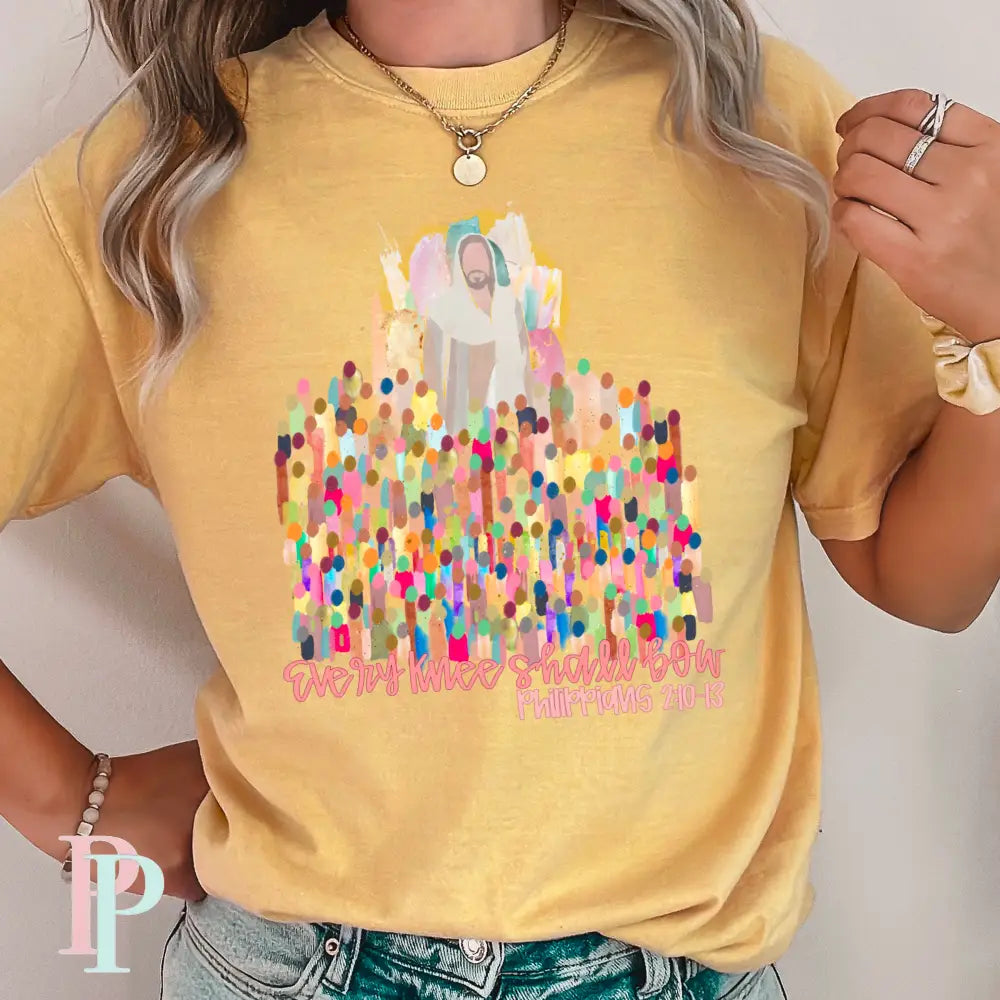 Every Knee Shall Bow Comfort Color Graphic Tee SMALL / MUSTARD