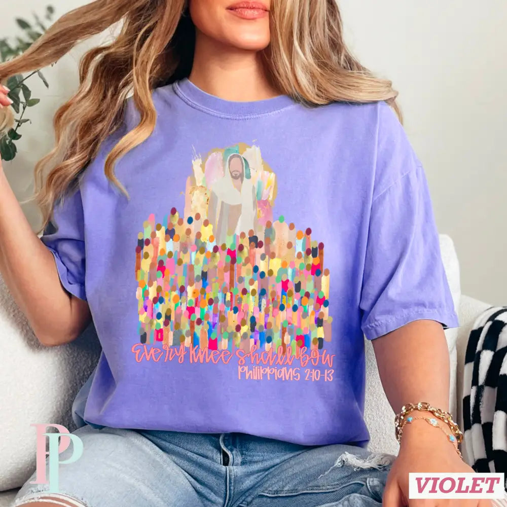 Every Knee Shall Bow Comfort Color Graphic Tee SMALL / VIOLET