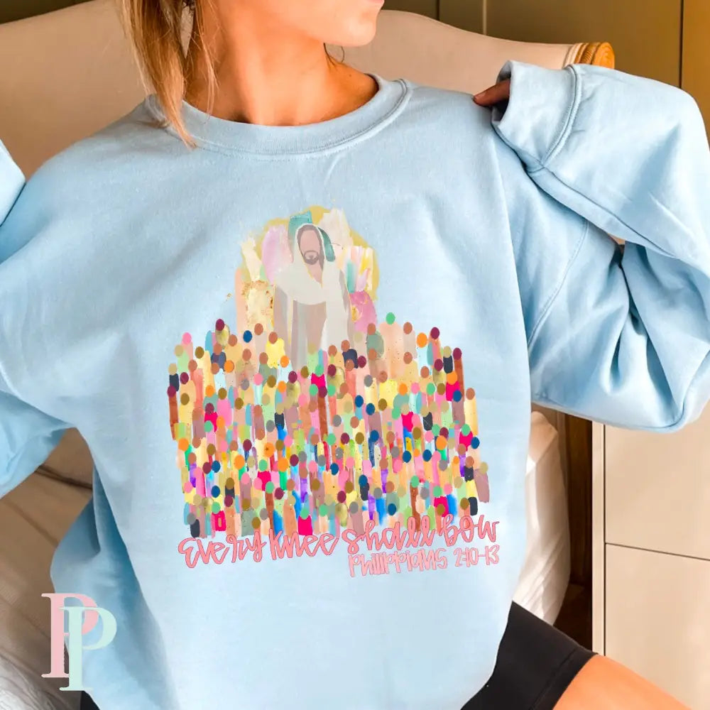 Every Knee Shall Bow Crewneck Sweatshirt Light Blue / Small