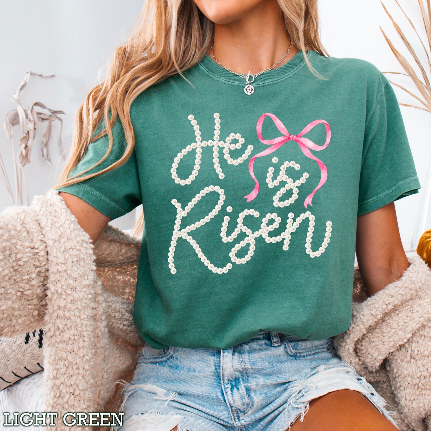 He Is Risen Easter Comfort Color Graphic Tee