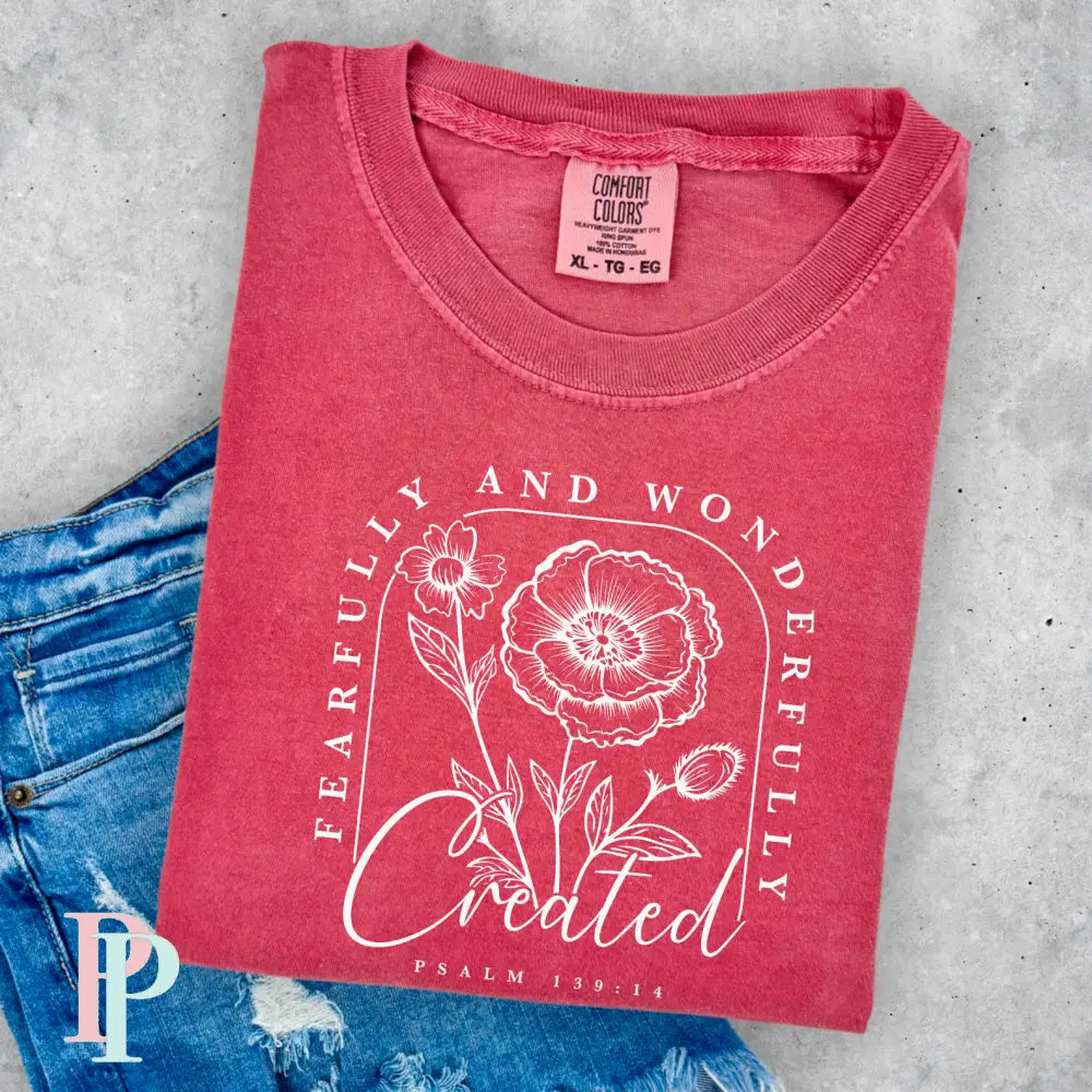 Fearfully And Wonderfully Created Comfort Color Graphic Tee