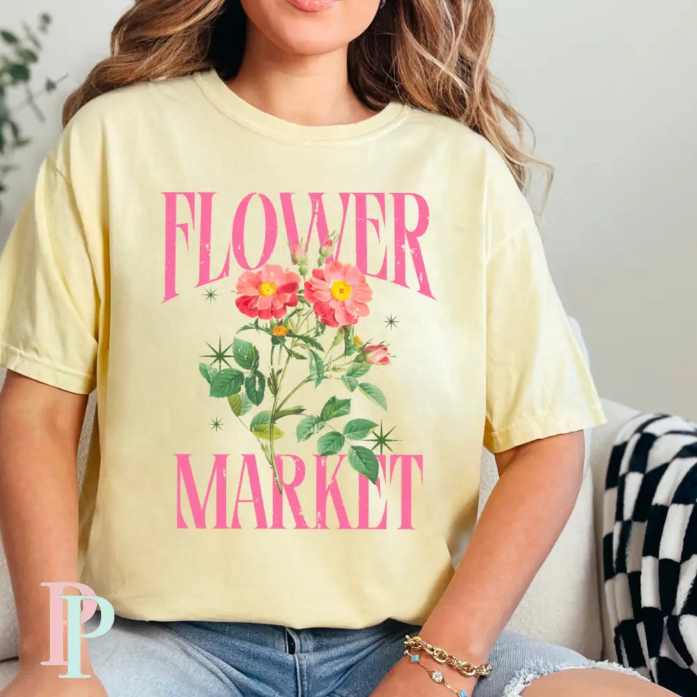 Flower Market Comfort Color Graphic Tee BANANA / SMALL