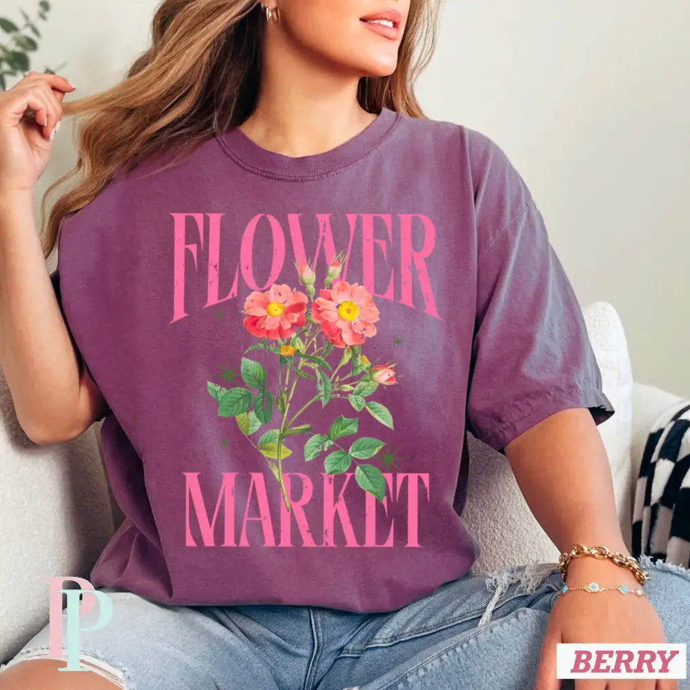 Flower Market Comfort Color Graphic Tee BERRY / SMALL