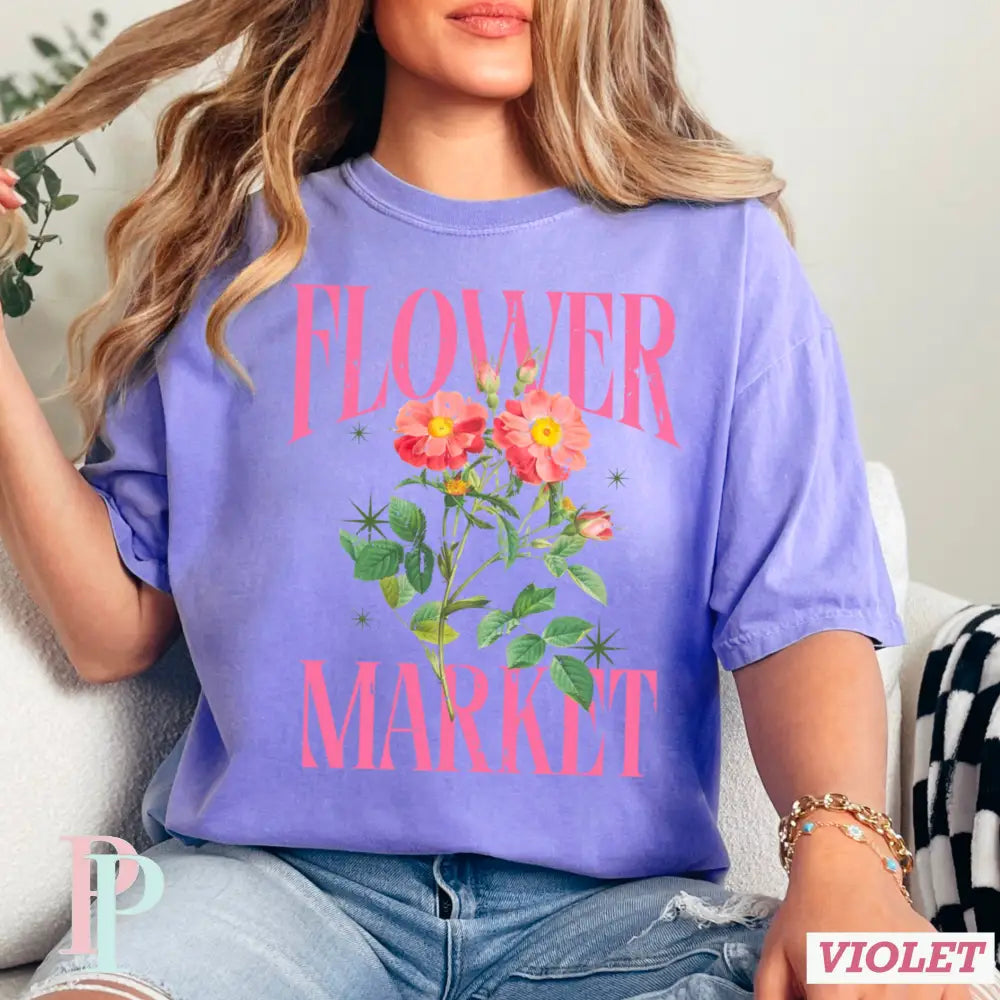 Flower Market Comfort Color Graphic Tee VIOLET / SMALL