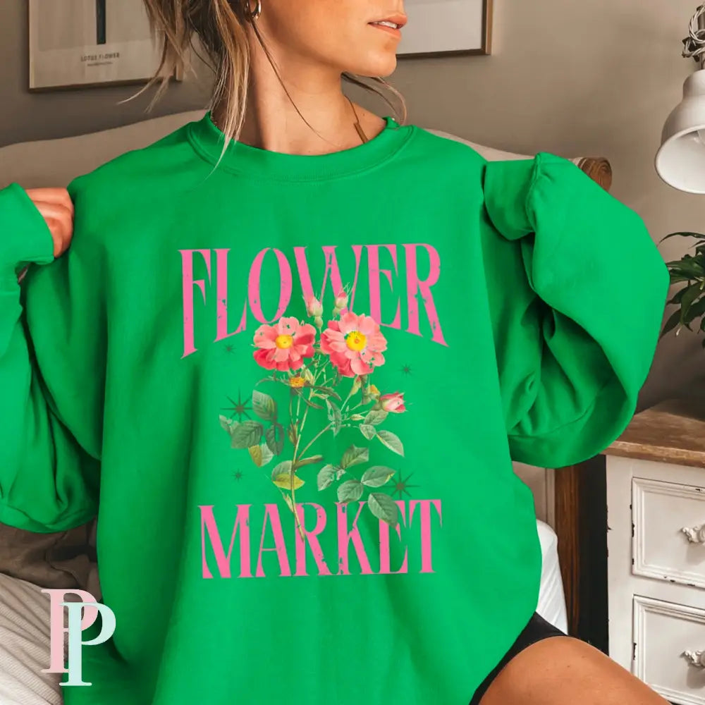 Flower Market Crewneck Sweatshirt Irish Green / Small
