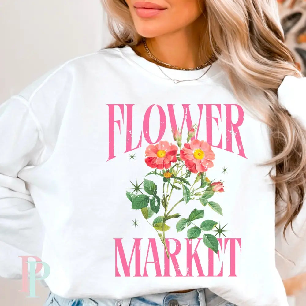 Flower Market Crewneck Sweatshirt White / Small