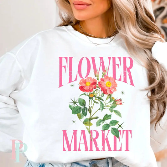 Flower Market Crewneck Sweatshirt White / Small